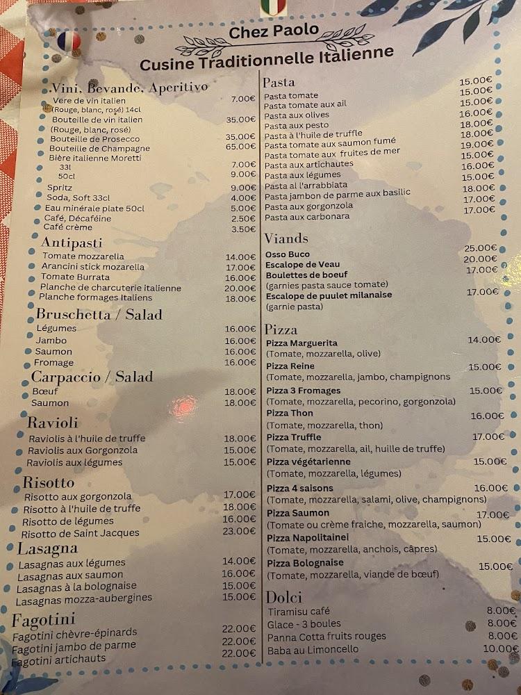 Chez Paolo - Menu Image 1